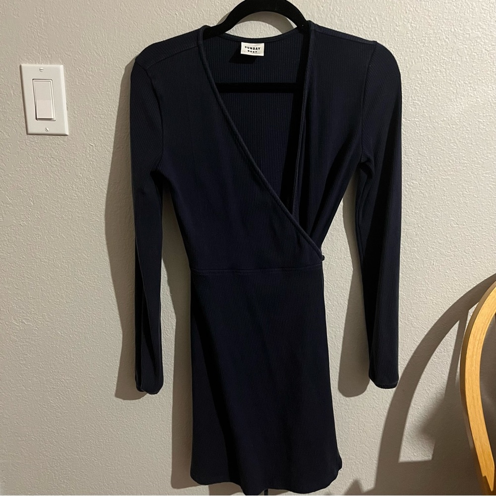 sunday best wrap navy dress